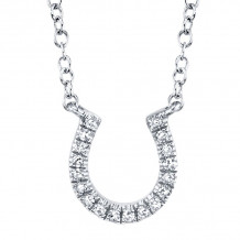 Shy Creation 14k White Gold Diamond Horseshoe Necklace - SC55002923