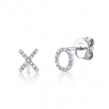 Shy Creation 14k White Gold Diamond "Xo" Stud Earrings - SC55001319