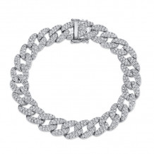 Shy Creation 14k White Gold Diamond Pave Link Bracelet - SC55010094