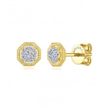 Gabriel & Co. 14k Yellow Gold Contemporary Diamond Stud Earrings - EG13568Y45JJ