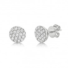 Shy Creation 14k White Gold Diamond Pave Circle Stud Earrings - SC22004733