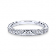 Gabriel & Co. 14k White Gold Victorian Diamond Wedding Band - WB12282R3W44JJ