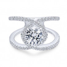 Gabriel & Co. 14k White Gold Free Form Diamond Engagement Ring
