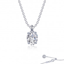 Lafonn Platinum Oval Solitaire Necklace - P0272CLP20