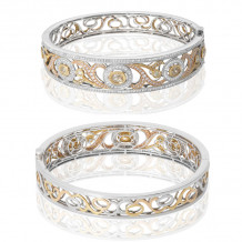 Roman & Jules Three Tone 18k Gold Diamond Bangles - KB2721WRY-18K