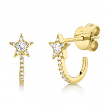 Shy Creation 14k Yellow Gold Diamond Star Earrings - SC55004609