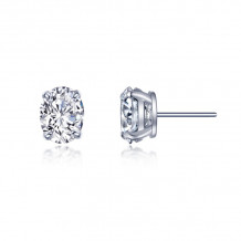 Lafonn Platinum Oval Solitaire Stud Earrings - E0544CLP00