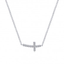 Gabriel & Co. 14k White Gold Faith Diamond Religious Cross Necklace - NK4345W45JJ