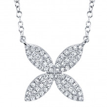 Shy Creation 14k White Gold Diamond Flower Necklace - SC55002921