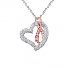 Lafonn Pink Ribbon Heart Pendant Necklace - P0159CPP18