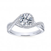 Gabriel & Co 14k White Gold Round Criss Cross Engagement Ring