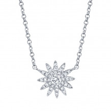 Shy Creation 14k White Gold Diamond Starburst Necklace - SC55004911