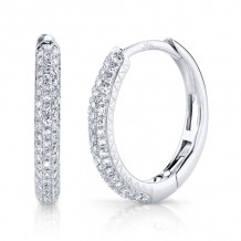 Shy Creation 14k White Gold Diamond Pave Hoop Earrings - SC55004581