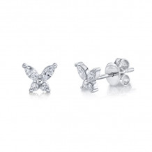 Shy Creation 14k White Gold Diamond Butterfly Stud Earrings - SC55019417