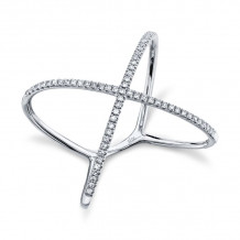 Shy Creation 14k White Gold Diamond Womens "X" Ring - SC22003512