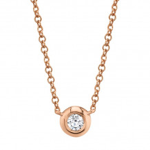 Shy Creation 14k Rose Gold Diamond Bezel Necklace - SC55003230