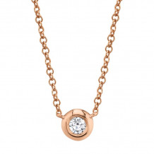 Shy Creation 14k Rose Gold Diamond Bezel Necklace - SC55003230