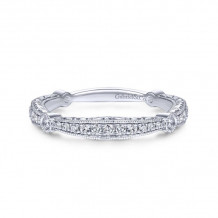 Gabriel & Co. 14k White Gold Victorian Diamond Wedding Band - WB14433R4W44JJ