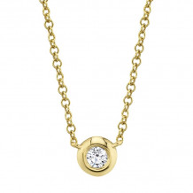 Shy Creation 14k Yellow Gold Diamond Bezel Necklace - SC55003229