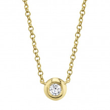 Shy Creation 14k Yellow Gold Diamond Bezel Necklace - SC55003229