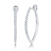 Shy Creation 14k White Gold Diamond Hoop Earrings - SC22005496