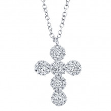 Shy Creation 14k White Gold Diamond Cross Necklace - SC55002817
