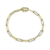 Shy Creation 14k Yellow Gold Diamond Paper Clip Link Bracelet - SC55008688 photo