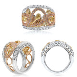 Roman & Jules Three Tone 18k Gold Diamond Ring - 1080-1 photo 4