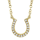 Shy Creation 14k Yellow Gold Diamond Horseshoe Necklace - SC55002924 photo