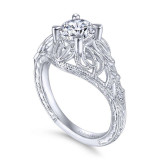 Gabriel & Co. 14k White Gold Art Deco Wide Band Engagement Ring - ER14493R4W44JJ photo 3