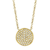 Shy Creation 14k Yellow Gold Diamond Pave Circle Necklace - SC55002399 photo
