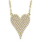 Shy Creation 14k Yellow Gold Diamond Pave Heart Necklace - SC55002005 photo