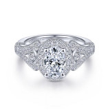Gabriel & Co. 14k White Gold Victorian Halo Engagement Ring - ER14306W44JJ photo