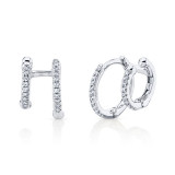 Shy Creation 14k White Gold Diamond Double Huggie Earrings - SC55005960V2 photo