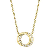 Shy Creation 14k Yellow Gold Diamond Love Knot Circle Necklace - SC55009638 photo