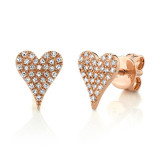 Shy Creation 14k Rose Gold Diamond Pave Heart Stud Earrings - SC55006930 photo