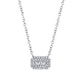 Shy Creation 14k White Gold Diamond Baguette Necklace - SC55019736 photo