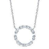 Shy Creation 14k White Gold Diamond Baguette Circle Necklace - SC55008725 photo