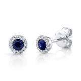 Shy Creation 14k White Gold Diamond & Blue Sapphire Stud Earrings - SC55002752 photo