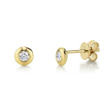 Shy Creation 14k Yellow Gold Diamond Bezel Stud Earrings - SC55004064 photo