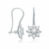 Roman & Jules 14k White Gold Flowering White Diamond Earrings - ke2524w photo