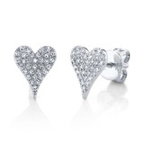 Shy Creation 14k White Gold Diamond Pave Heart Stud Earrings - SC55006928 photo