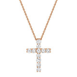 Shy Creation 14k Rose Gold Diamond Cross Necklace - SC37215659 photo