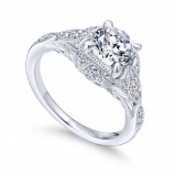 Gabriel & Co. 14k White Gold Victorian Halo Engagement Ring - ER12580R4W44JJ photo 3