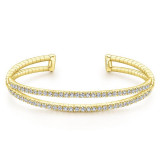 Gabriel & Co. 14k Yellow Gold Demure Diamond Bangle Bracelet - BG4008-65Y45JJ photo