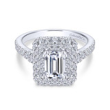 Gabriel & Co. 14k White Gold Rosette Double Halo Engagement Ring - ER13866E4W44JJ photo