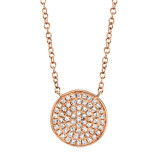 Shy Creation 14k Rose Gold Diamond Pave Circle Necklace - SC55002400 photo