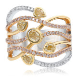 Roman & Jules Three Tone 18k Gold Diamond Ring - FR251WRY-18K photo
