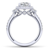 Gabriel & Co. 14k White Gold Victorian 3 Stone Halo Engagement Ring - ER12785W44JJ photo 2
