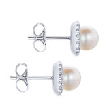 Gabriel & Co. 14k White Gold Grace Pearl & Diamond Stud Earrings - EG13233W45PL photo 3